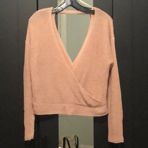 Pink crotchet crop sweater